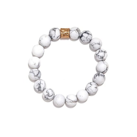 KARMA BEADED BRACELET - WHITE HOWLITE - Picture 2 of 4